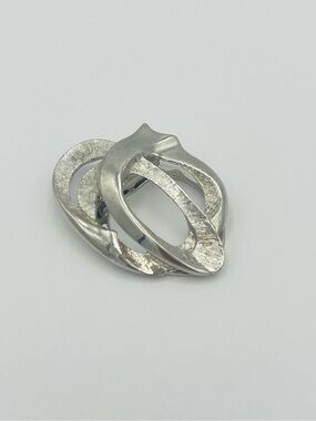 Vintage Lieba USA Modernist Silver‑Tone Sculptural Statement Brooch Pin